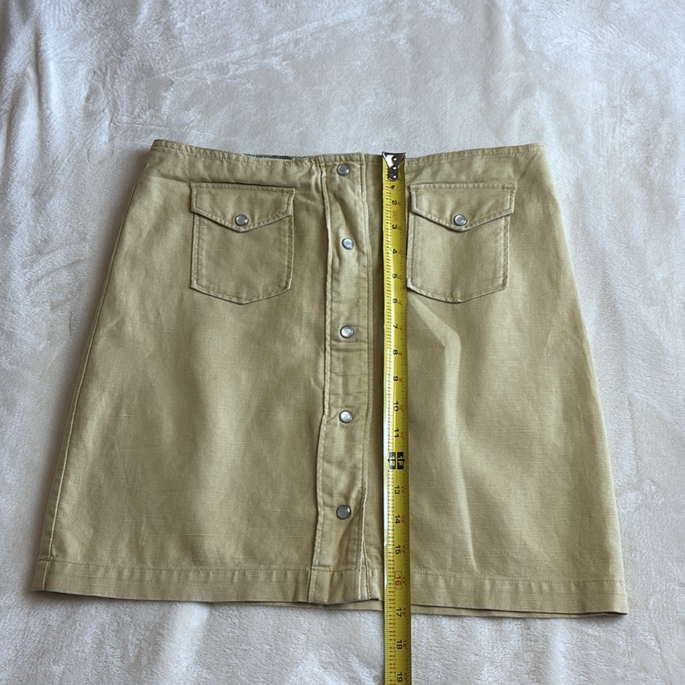 Women's HORNY TOAD Gold Linen/Cotton Pearl Snap Mini Skirt - Sassy - Size 4 - Picture 8 of 9